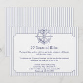 ネイビー＆グレー ストライプ アニバーサリー 招待状 (正面/裏面)