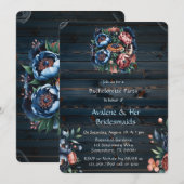 ネイビー&コッパー ピオニー ウッド ブライズメイドの昼食 招待状 (正面/裏面)