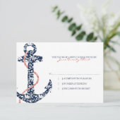 ネイビー&コーラルいかりビーチ結婚式rsvp 出欠カード (スタンド正面)
