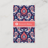 ネイビー&コーラルイカットペイズリー名刺 名刺 (裏面)