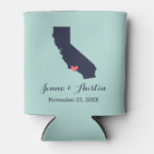 ネイビー&コーラルカリフォルニア結婚式の引き出物 缶クーラー (正面)