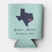 ネイビー&コーラルテキサス州結婚式の引き出物 缶クーラー (正面)