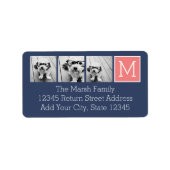 ネイビー&コーラルフォトコラージュカスタムモノグラム ラベル (正面)