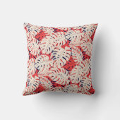 ネイビー&コーラルモンスターラリーフトロピカル装飾用クッション クッション (裏面)