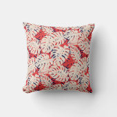 ネイビー&コーラルモンスターラリーフトロピカル装飾用クッション クッション (正面)