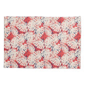 ネイビー&コーラルモンステラ葉枕ローケース 枕カバー (裏面)