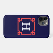 ネイビー,コーラルレッドギリシャ語鍵フレーム#2 Init Monogram Case-Mate iPhoneケース (裏面(横))