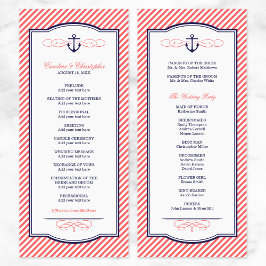 ネイビー&コーラル航海のいかり結婚式 プログラム