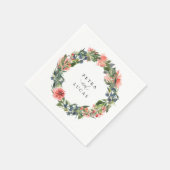 ネイビー コーラル ボタニカル オーダーメイド ペーパーナプキン スタンダードカクテルナプキン (角)