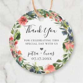 ネイビー コーラル ボタニカル フラワーリング フェイバータグ