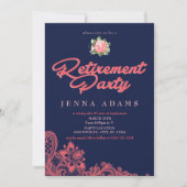 ネイビー＆コーラル、退職パーティーの招待状 招待状 (正面)