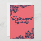 ネイビー＆コーラル、退職パーティーの招待状 招待状 (裏面)