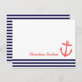 ネイビー&コー航海のルストライプいかり文房具 ノートカード (正面/裏面)