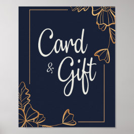 ネイビー&ゴールデンフローラカード&ギフト ポスター