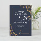 ネイビー&ゴールデンフローラスウィート16 招待状 (スタンド正面)