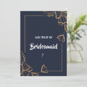 ネイビー&ゴールデンフローラブライドメイド 招待状 (スタンド正面)