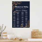 ネイビー&ゴールデンフローラ ポスター (キッチン)