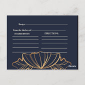 ネイビー＆ゴールドの花の ブライダルシャワー ポストカード (裏面)