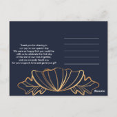 ネイビー＆ゴールドの花柄　ありがとう ポストカード (裏面)