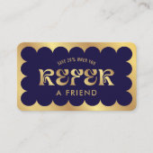 ネイビー&ゴールドエレガントフレンドビューティサロンを参照 紹介カード (正面)