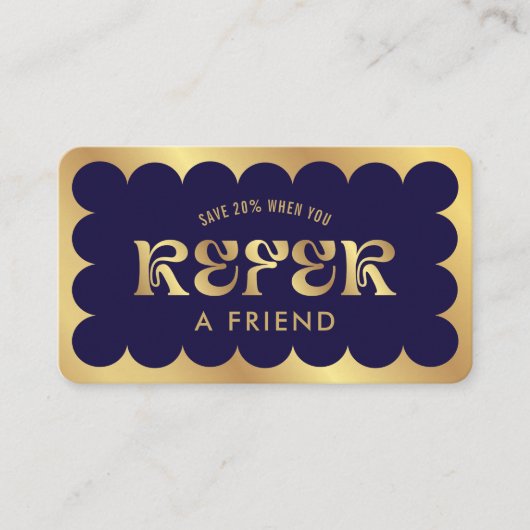 ネイビー&ゴールドエレガントフレンドビューティサロンを参照 紹介カード (正面)