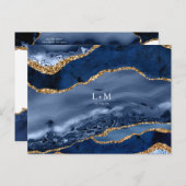 ネイビー ゴールド アゲート ジオード 宝石 結婚発表 案内ポストカード (正面/裏面)
