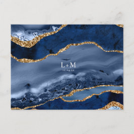 ネイビー ゴールド アゲート ジオード 宝石 結婚発表 案内ポストカード