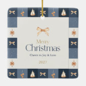 ネイビー＆ゴールド クリスマス 写真 オーナメント (裏面)