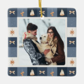 ネイビー＆ゴールド クリスマス 写真 オーナメント (正面)