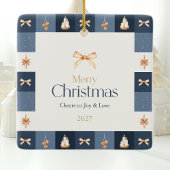 ネイビー＆ゴールド クリスマス 写真 オーナメント