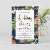 ネイビー & ゴールド | サマー ウェディング シャワー 招待状 (スタンド正面)