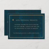 ネイビー ゴールド スターズ ウェディング ウェブサイト | RSVP QRコード エンクロージャーカード (正面/裏面)