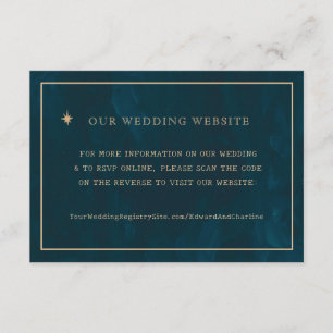 ネイビー ゴールド スターズ ウェディング ウェブサイト RSVP QRコード エンクロージャーカード