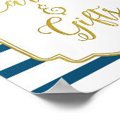 ネイビー ゴールド ピンク 水彩 花柄 カード ギフト サイン (角)