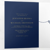 ネイビー ゴールド フォーマル ミニマル ウェディング 三つ折りカード (内部最初)