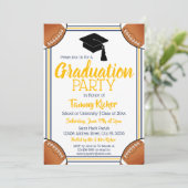 ネイビー＆ゴールド フットボール 卒業パーティー 招待状 (スタンド正面)