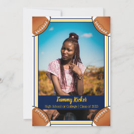 ネイビー＆ゴールド フットボール 卒業 案内状