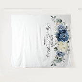 ネイビー ゴールド ホワイト アイボリー 幾何学的な ブライダルシャワーテープ タペストリー (正面(横))