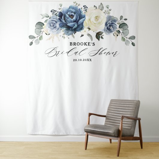 ネイビー ゴールド ホワイト アイボリー 幾何学的な ブライダルシャワーテープ タペストリー (インサイチュ)