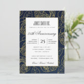 ネイビー ゴールド ホワイト ローズ フラワーフェスティバル 企業パーティー イベント 招待状 (スタンド正面)