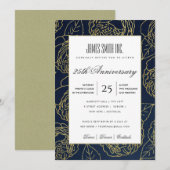 ネイビー ゴールド ホワイト ローズ フラワーフェスティバル 企業パーティー イベント 招待状 (正面/裏面)