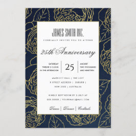 ネイビー ゴールド ホワイト ローズ フラワーフェスティバル 企業パーティー イベント 招待状