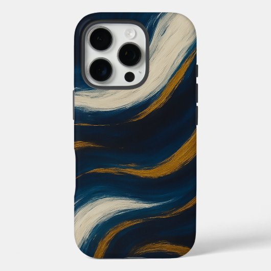 ネイビー ゴールド マーブル ウェーブ スマホケース Case-Mate iPhoneケース (裏面)