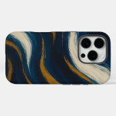 ネイビー ゴールド マーブル ウェーブ スマホケース Case-Mate iPhoneケース (裏面 (横))