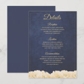 ネイビー ゴールド ラスティック チック 牡丹 花のディテール エンクロージャーカード (正面/裏面)