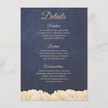 ネイビー ゴールド ラスティック チック 牡丹 花のディテール