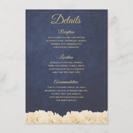 ネイビー ゴールド ラスティック チック 牡丹 花のディテール エンクロージャーカード