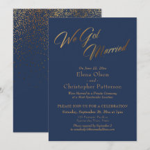 ネイビー＆ゴールド　私たち結婚しました　コンフェッティ　レセプション