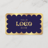 ネイビー&ゴールドQRコードエレガントプロフェッショナルサロンスパ 名刺 (正面)