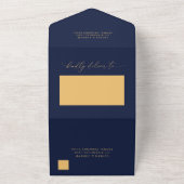 ネイビー サンキラ ゴールドイエロー ミニマル ウェディング オールインワン招待状 (外側)